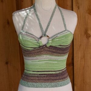 Veronica Beard Velza Knit Green Multi Halter Size XS